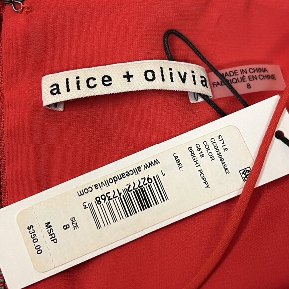 Alice & Olivia Loraine Seamed Slip Midi Dress in Bright Poppy Size 8 Red - Picture 4 of 7